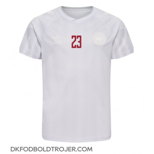 Billige Danmark Pierre-Emile Hojbjerg #23 Udebane Fodboldtrøjer VM 2022 Kortærmet
